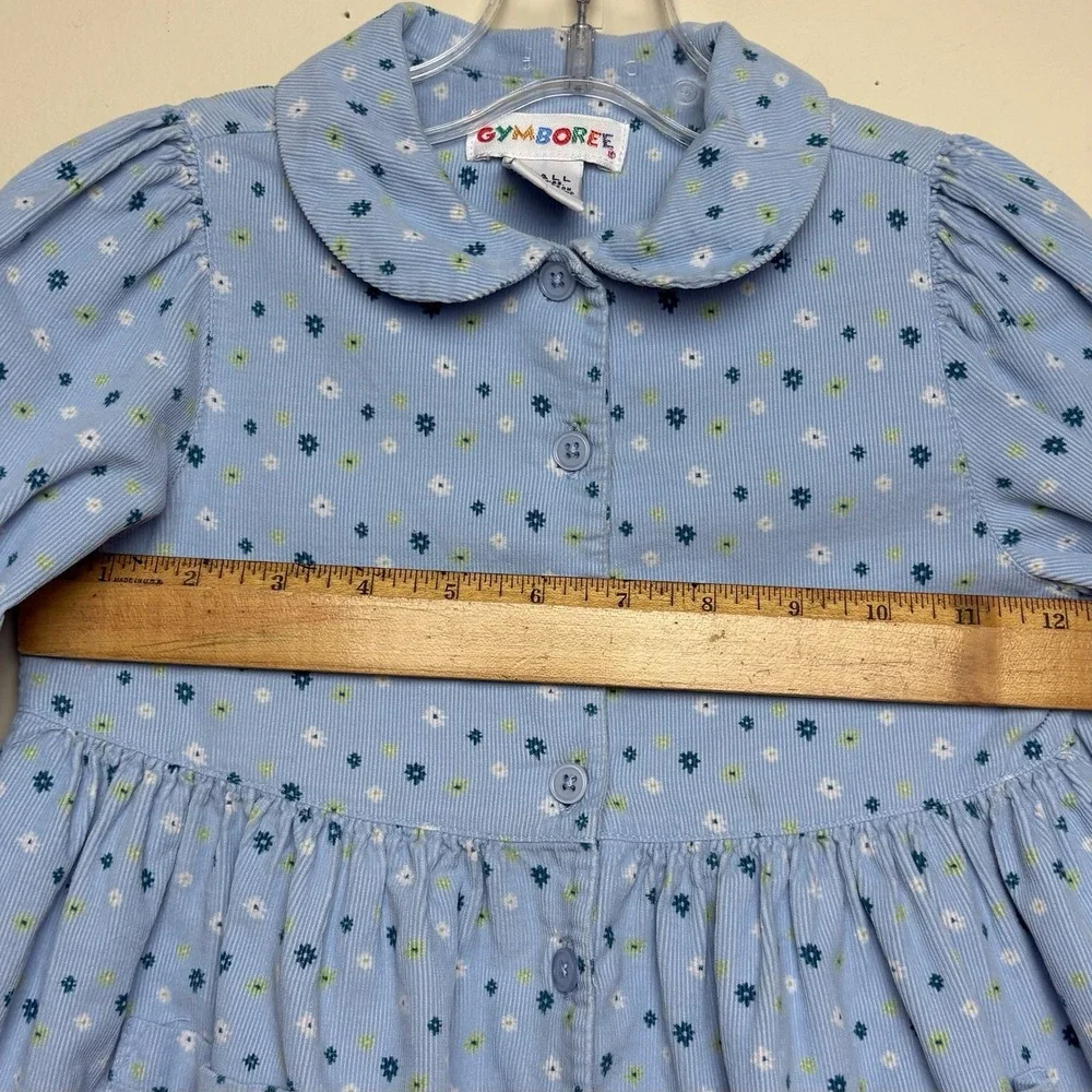 Vtg Gymboree Rainbow Tag 1998 Cotton Candy Blue Corduroy Floral Dress 2T 3T Sz S